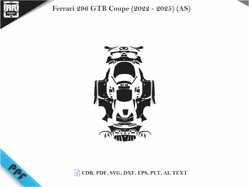 Ferrari 296 GTB Coupe (2022 - 2025) (AS) Car Body PPF Cutting Template