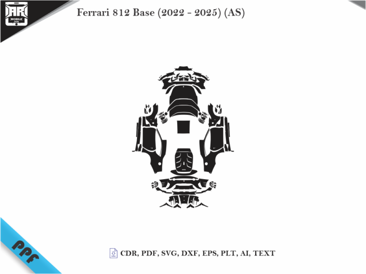 Ferrari 812 Base (2022 – 2025) (AS) Full Car Body PPF Cutting Template