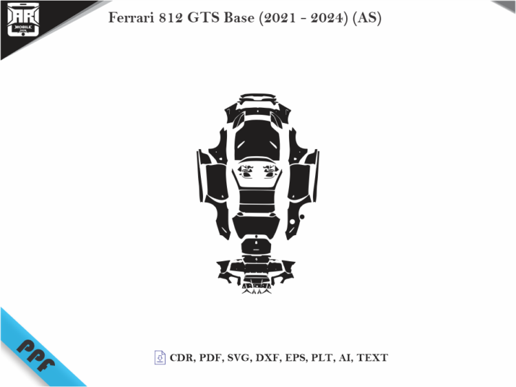 Ferrari 812 GTS Base (2021 – 2024) (AS) Full Car Body PPF Cutting Template