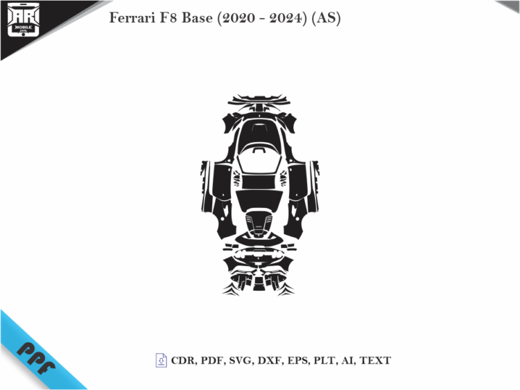 Ferrari F8 Base (2020 – 2024) (AS) Full Car Body PPF Cutting Template
