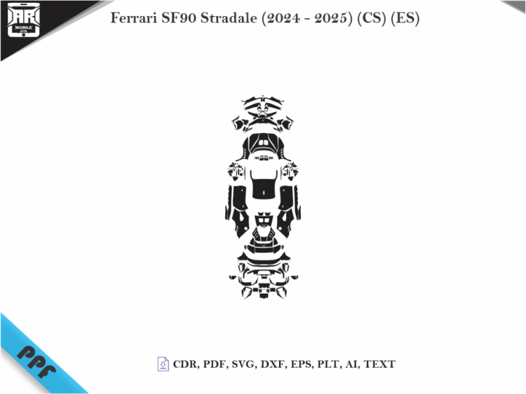 Ferrari SF90 Stradale (2024 – 2025) (CS) (ES) Full Car Body PPF Cutting Template