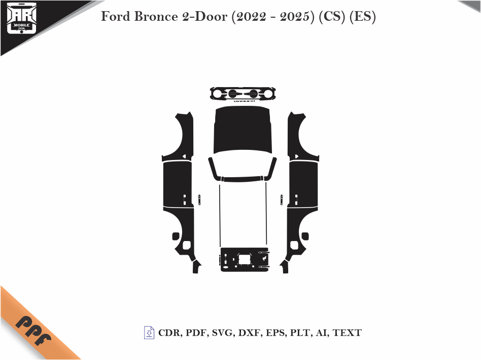 Ford Bronce 2-Door (2022 - 2025) (CS) (ES) Car Body PPF Cutting Template