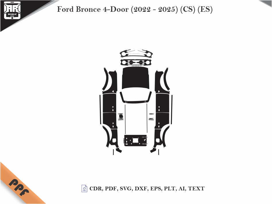 Ford Bronce 4-Door (2022 - 2025) (CS) (ES) Car Body PPF Cutting Template