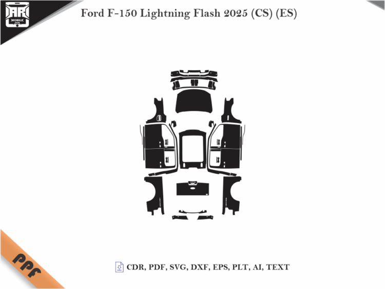 Ford F-150 Lightning Flash 2025 (CS) (ES) Full Car Body PPF Cutting Template