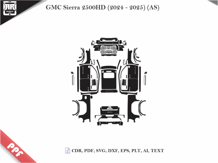 GMC Sierra 2500HD (2024 – 2025) (AS) Full Car Body PPF Cutting Template