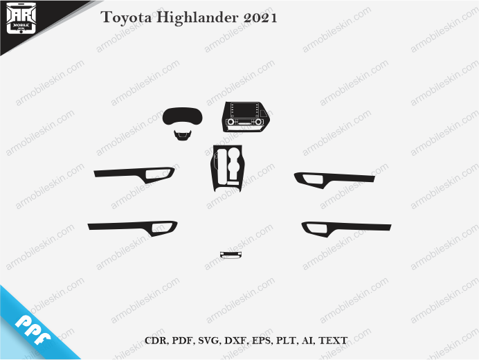 Toyota Highlander 2021 Car Interior PPF or Wrap Template