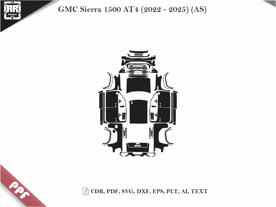 GMC Sierra 1500 AT4 (2022 - 2025) (AS) Car Body PPF Cutting Template