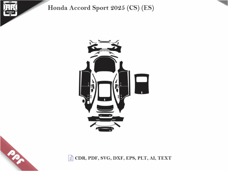 Honda Accord Sport 2025 (CS) (ES) Full Car Body PPF Cutting Template