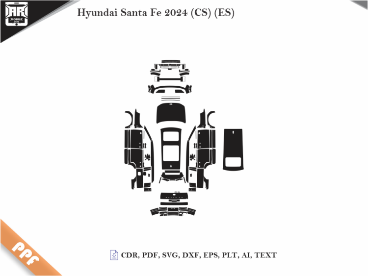 Hyundai Santa Fe 2024 (CS) (ES) Full Car Body PPF Cutting Template
