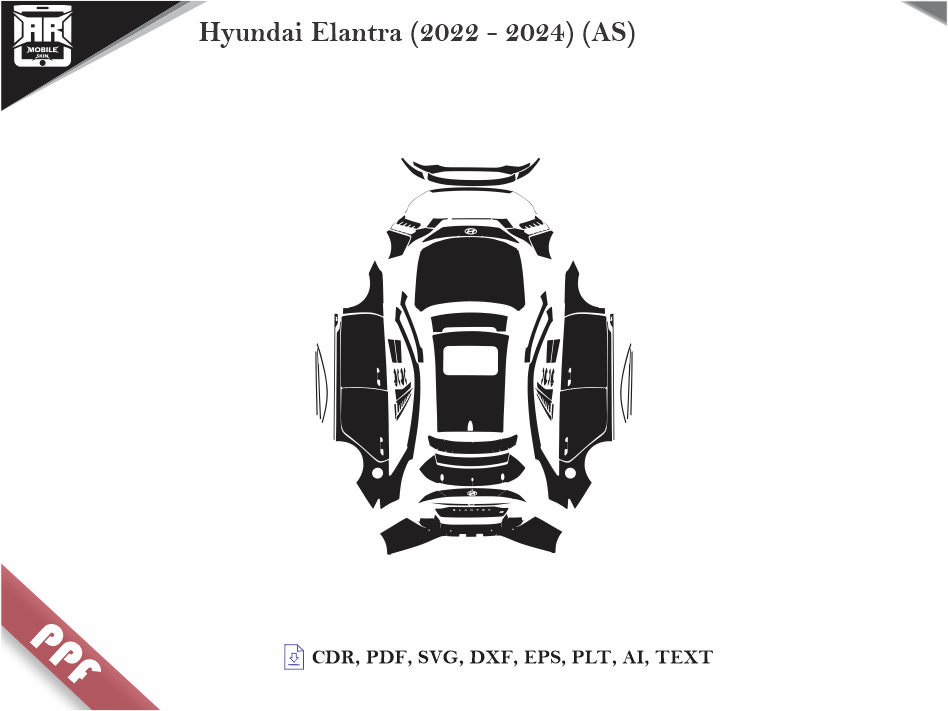 Hyundai Elantra (2022 - 2024) (AS) Car Body PPF Cutting Template
