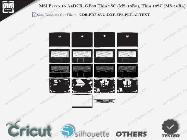 MSI Bravo 15 A4DCR, GF63 Thin 9SC (MS-16R3), Thin 10SC (MS-16R4) Skin Template Vector Cut File