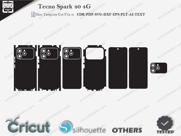 Tecno Spark 40 4G Skin Template Vector Cut File