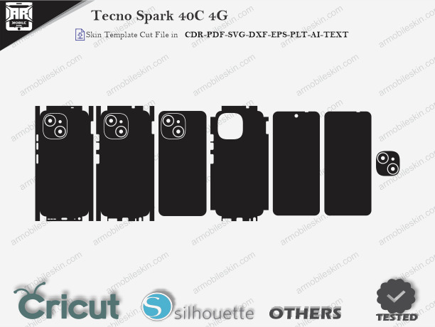 Tecno Spark 40C 4G Skin Template Vector Cut File