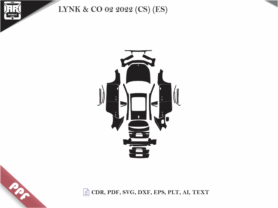 LYNK & CO 02 2022 (CS) (ES) Car Body PPF Cutting Template