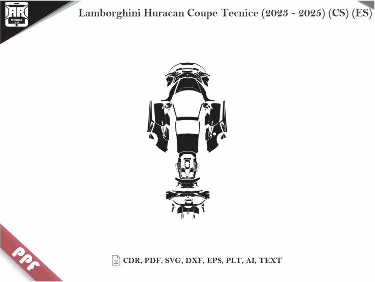 Lamborghini Huracan Coupe Tecnice (2023 – 2025) (CS) (ES) Full Car Body PPF Cutting Template