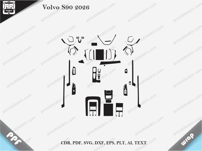 Volvo S90 2026 Car Interior PPF or Wrap Template
