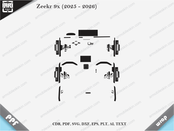 Zeekr 9x (2025 - 2026) Car Interior PPF or Wrap Template
