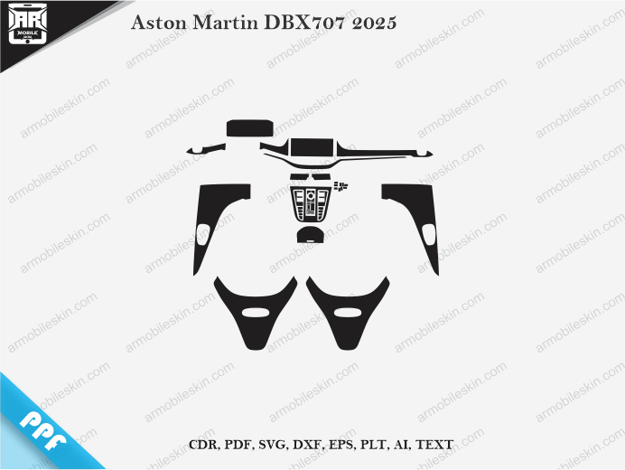 Aston Martin DBX707 2025 Car Interior PPF or Wrap Template