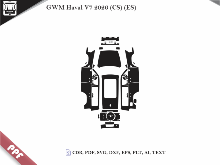 GWM Haval V7 2026 (CS) (ES) Full Car Body PPF Cutting Template