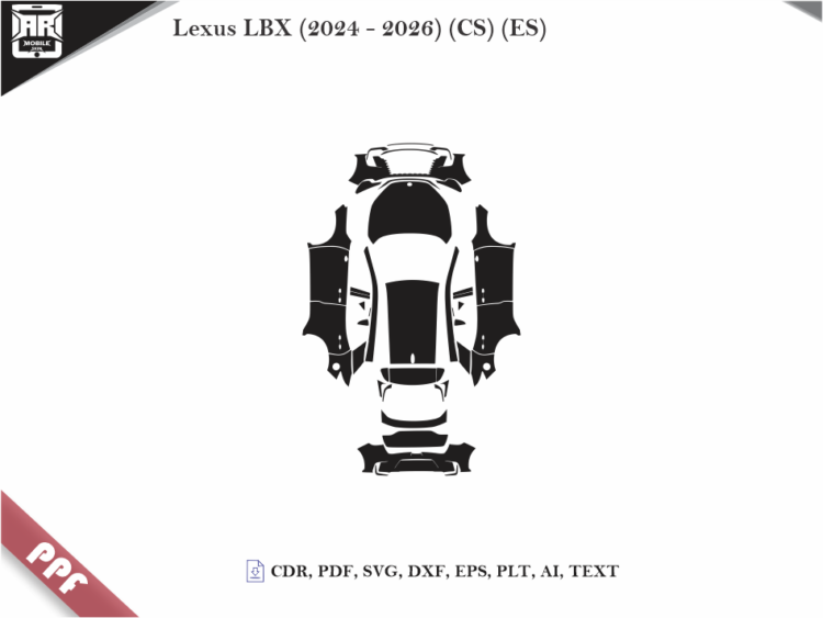 Lexus LBX (2024 – 2026) (CS) (ES) Full Car Body PPF Cutting Template