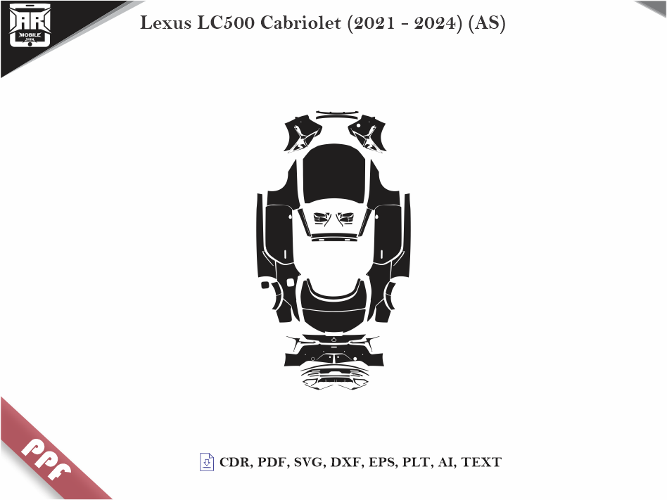 Lexus LC500 Cabriolet (2021 - 2024) (AS) Car Body PPF Cutting Template