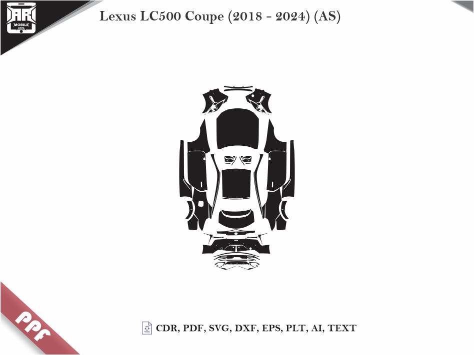 Lexus LC500 Coupe (2018 - 2024) (AS) Car Body PPF Cutting Template