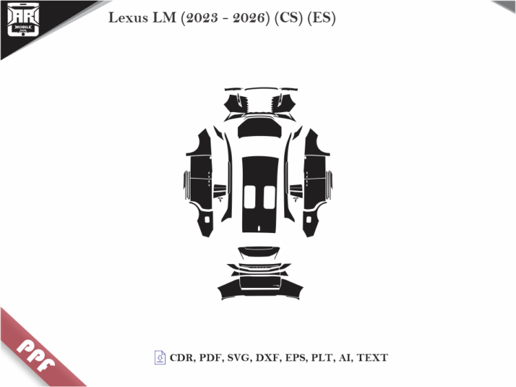 Lexus LM (2023 – 2026) (CS) (ES) Full Car Body PPF Cutting Template