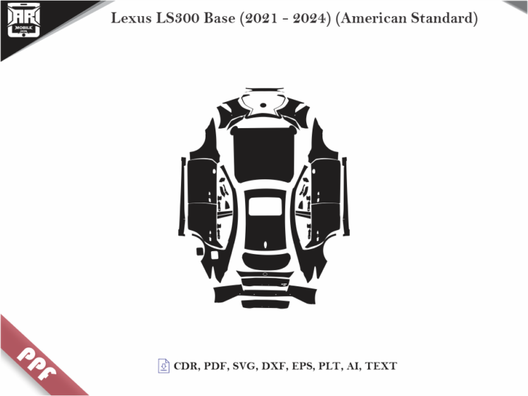 Lexus LS300 Base (2021 – 2024) (AS) Full Car Body PPF Cutting Template
