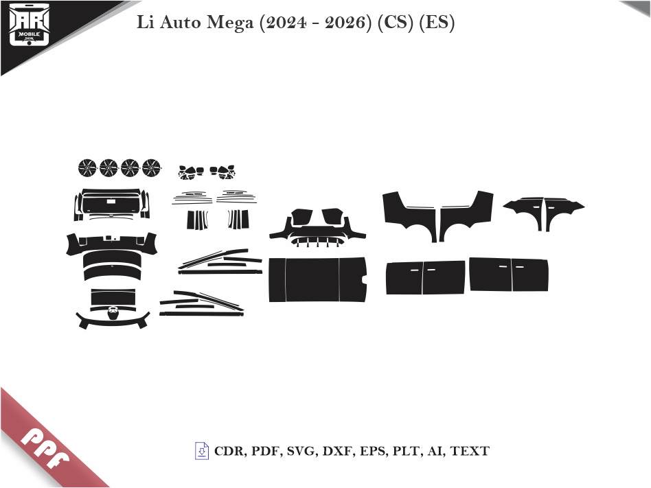 Li Auto Mega (2024 - 2026) (CS) (ES) Car Body PPF Cutting Template