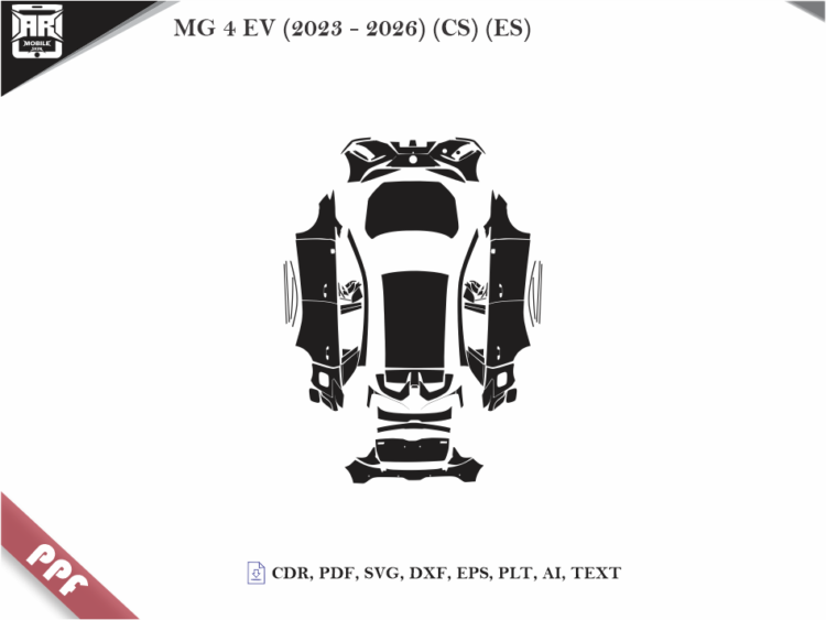 MG 4 EV (2023 – 2026) (CS) (ES) Full Car Body PPF Cutting Template