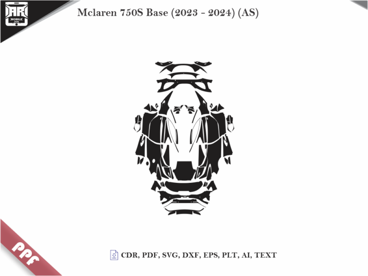 Mclaren 750S Base (2023 – 2024) (AS) Full Car Body PPF Cutting Template