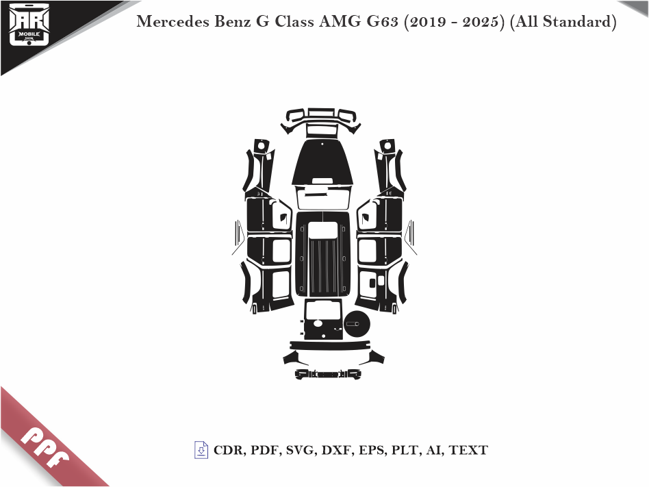 Mercedes Benz G Class AMG G63 (2019 - 2025) (All Standard) Car Body PPF Cutting Template