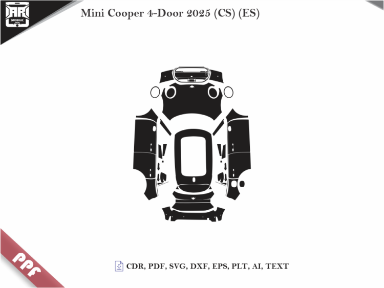 Mini Cooper 4-Door 2025 (CS) (ES) Full Car Body PPF Cutting Template