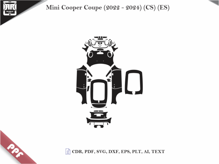 Mini Cooper Coupe (2022 – 2024) (CS) (ES) Full Car Body PPF Cutting Template