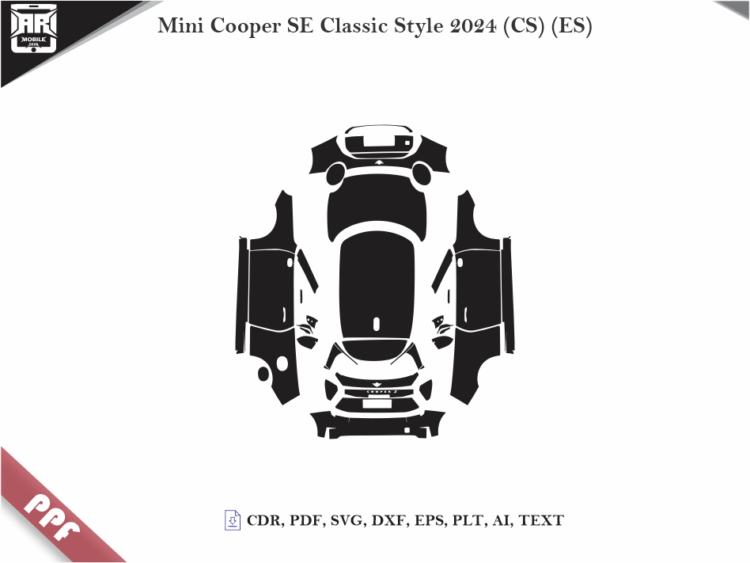 Mini Cooper SE Classic Style 2024 (CS) (ES) Full Car Body PPF Cutting Template