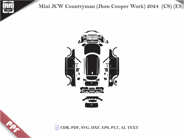 Mini JCW Countryman (Jhon Cooper Work) 2024 (CS) (ES) Full Car Body PPF Cutting Template