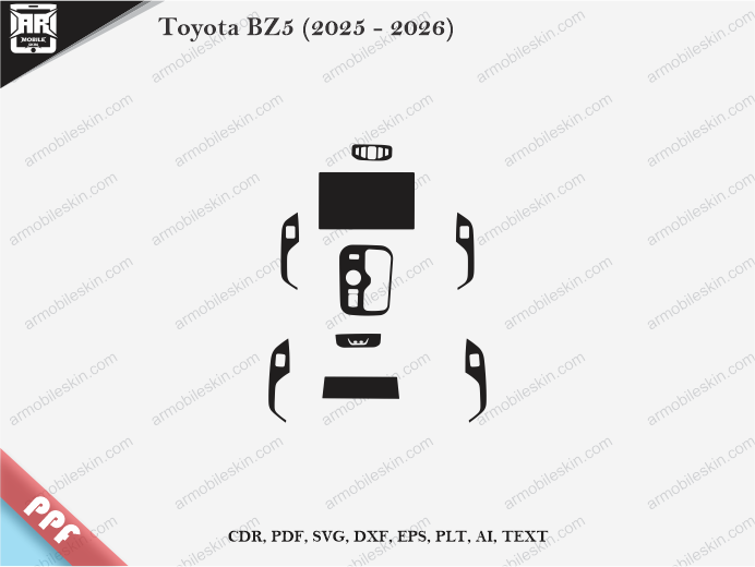 Toyota BZ5 (2025 – 2026) Car Interior PPF or Wrap Template