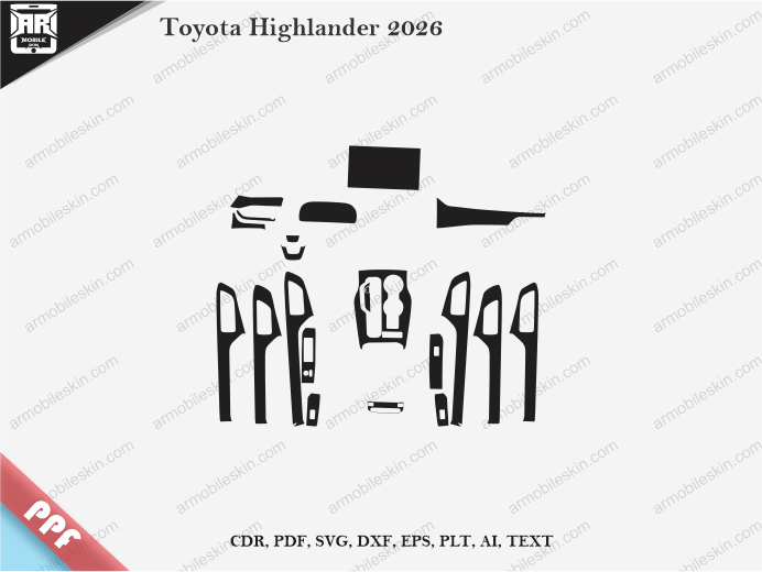 Toyota Highlander 2026 Car Interior PPF or Wrap Template