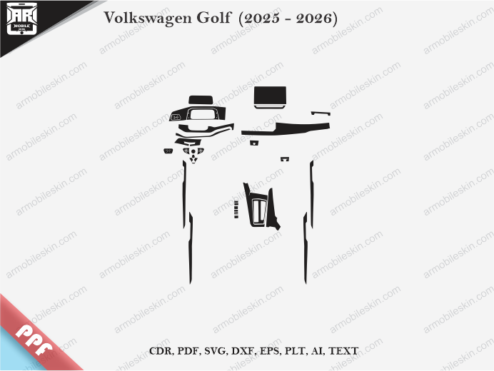 Volkswagen Golf (2025 - 2026) Car Interior PPF or Wrap Template