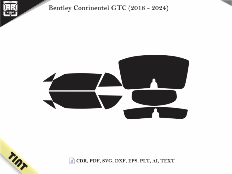 Bentley Continentel GTC (2018 – 2024) Tint Film Cutting Template