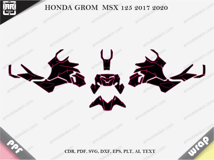 HONDA GROM MSX 125 2017 2020 Wrap Vinyl Template Vector