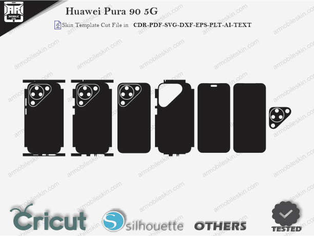 Huawei Pura 90 5G Skin Template Vector Cut File