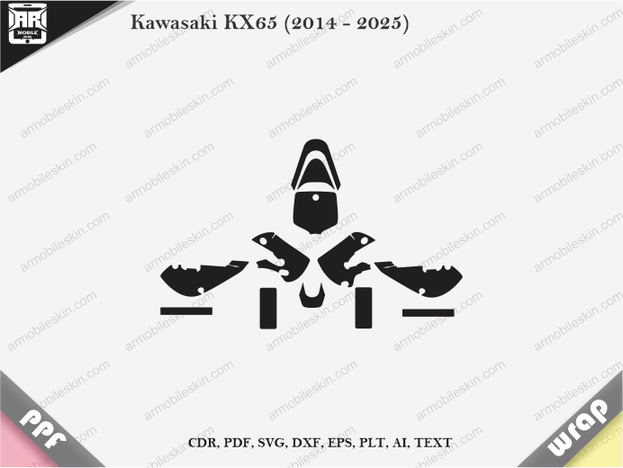 Kawasaki KX65 (2014 - 2025)Wrap Vinyl Template Vector