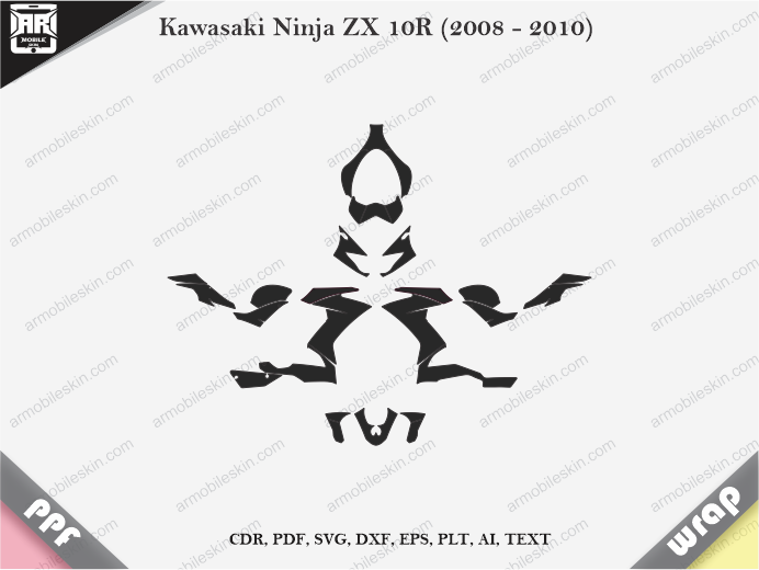 Kawasaki Ninja ZX 10R (2008 - 2010) Wrap Vinyl Template Vector