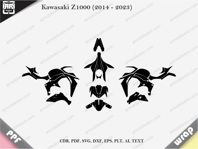 Kawasaki Z1000 (2014 - 2023) Wrap Vinyl Template Vector