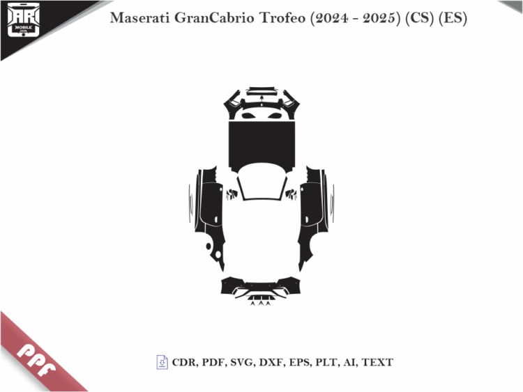 Maserati GranCabrio Trofeo (2024 – 2025) (CS) (ES) Full Car Body PPF Cutting Template