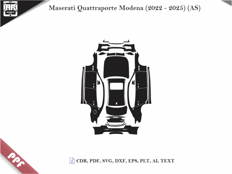 Maserati Quattraporte Modena (2022 – 2025) (AS) Full Car Body PPF Cutting Template