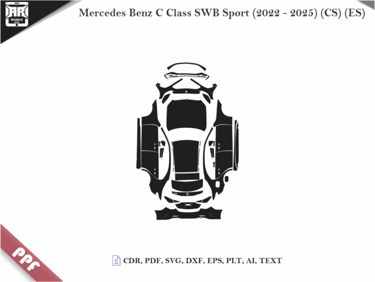 Mercedes Benz C Class SWB Sport (2022 - 2025) (CS) (ES) Car Body PPF Cutting Template