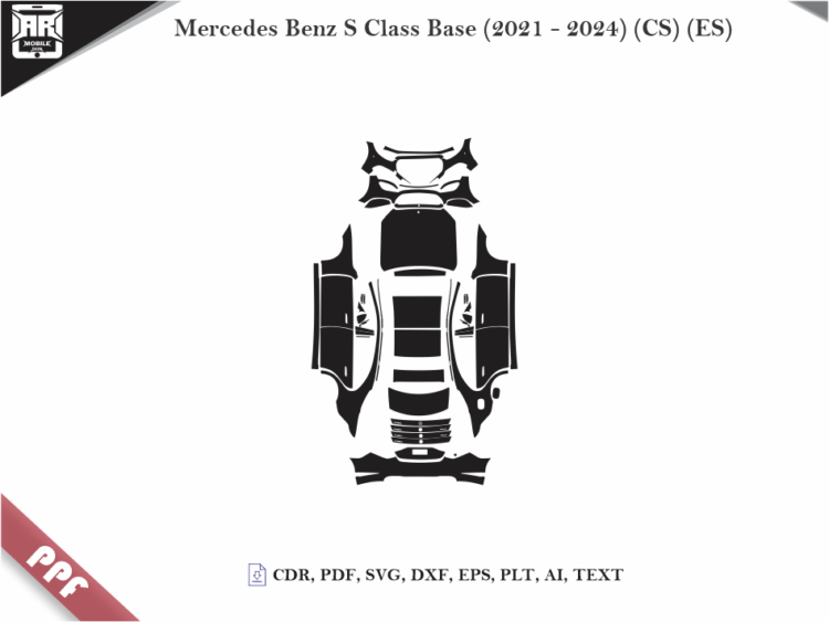 Mercedes Benz S Class Base (2021 – 2024) (CS) (ES) Full Car Body PPF Cutting Template