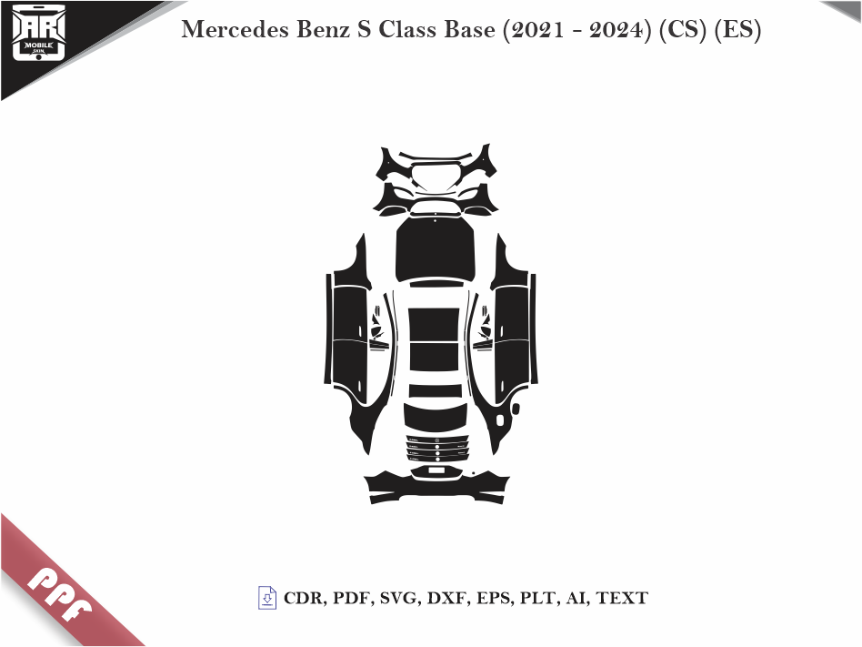 Mercedes Benz S Class Base (2021 - 2024) Car Body PPF Cutting Template